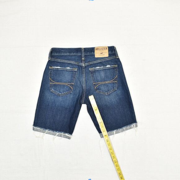 NEW Hollister Men's Bermuda Denim Shorts Solid Cotton Blue Size 28 Button Fly - Picture 6 of 8